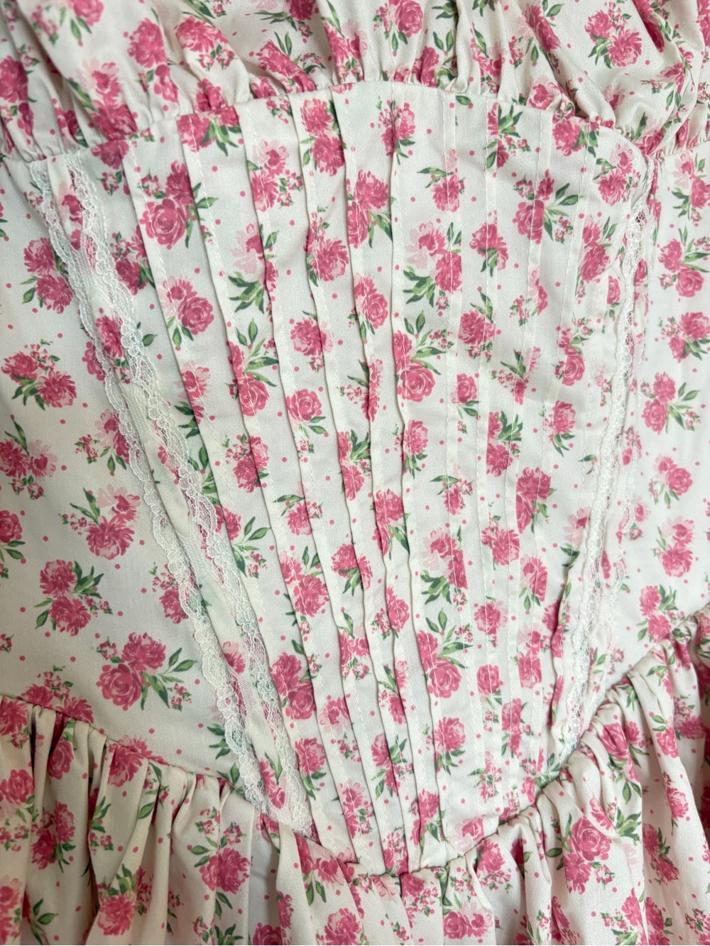 House of CB sz L-Tall Natassia Floral Cottagecore Rosebud Cotton MiniDress - Picture 8 of 15